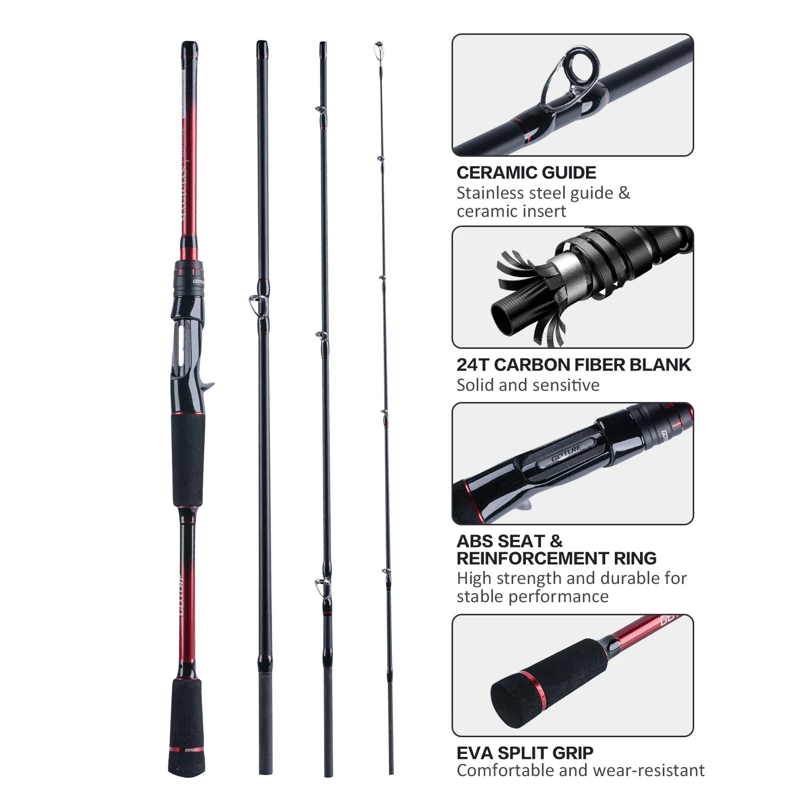 Goture Savvine Caña Spinning Viaje Carbono Ligero para Pesca Deportiva - imagen 3