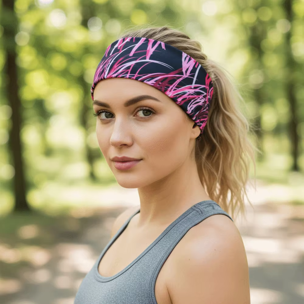 Diadema deportiva elástica con estampado grafiti absorbente de sudor - imagen 4
