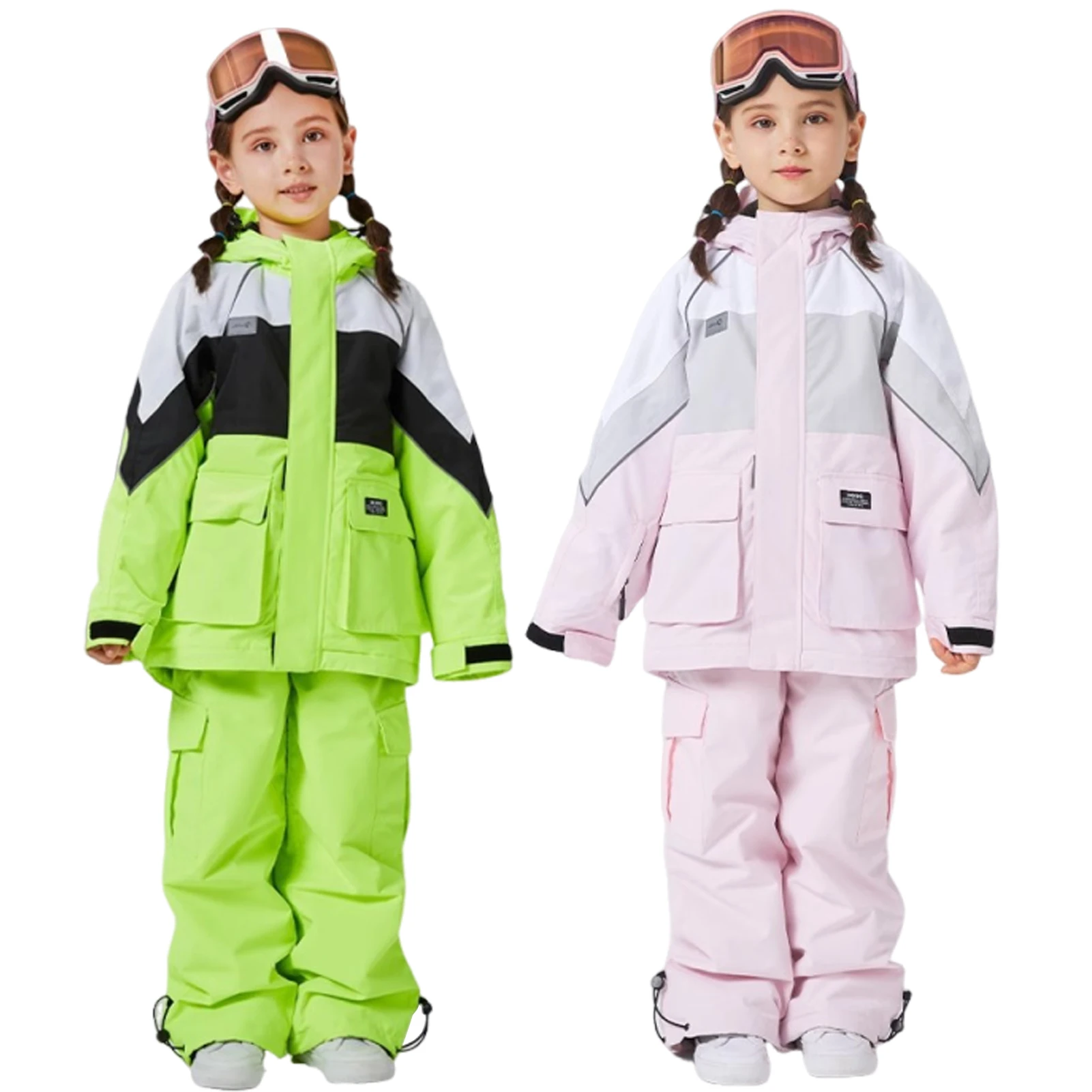 Traje de nieve infantil impermeable con capucha cálida y cortaviento - imagen 3
