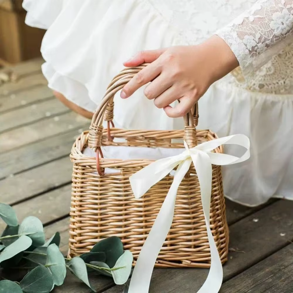 Cesta Mimbre Picnic Tejida a Mano – Bolso Ratán