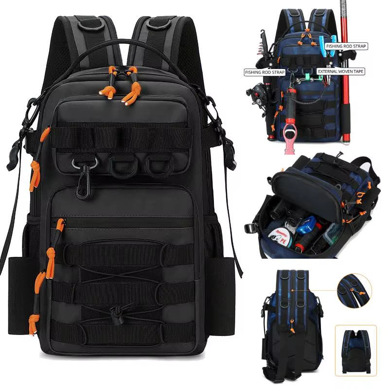 Mochila táctica Molle con soporte para cañas y señuelos de pesca - imagen 2