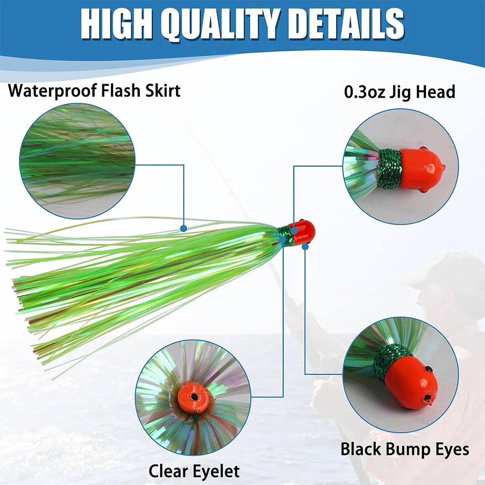 Teaser Jig Head Mylar Flash Bucktail para pesca de agua salada - imagen 3
