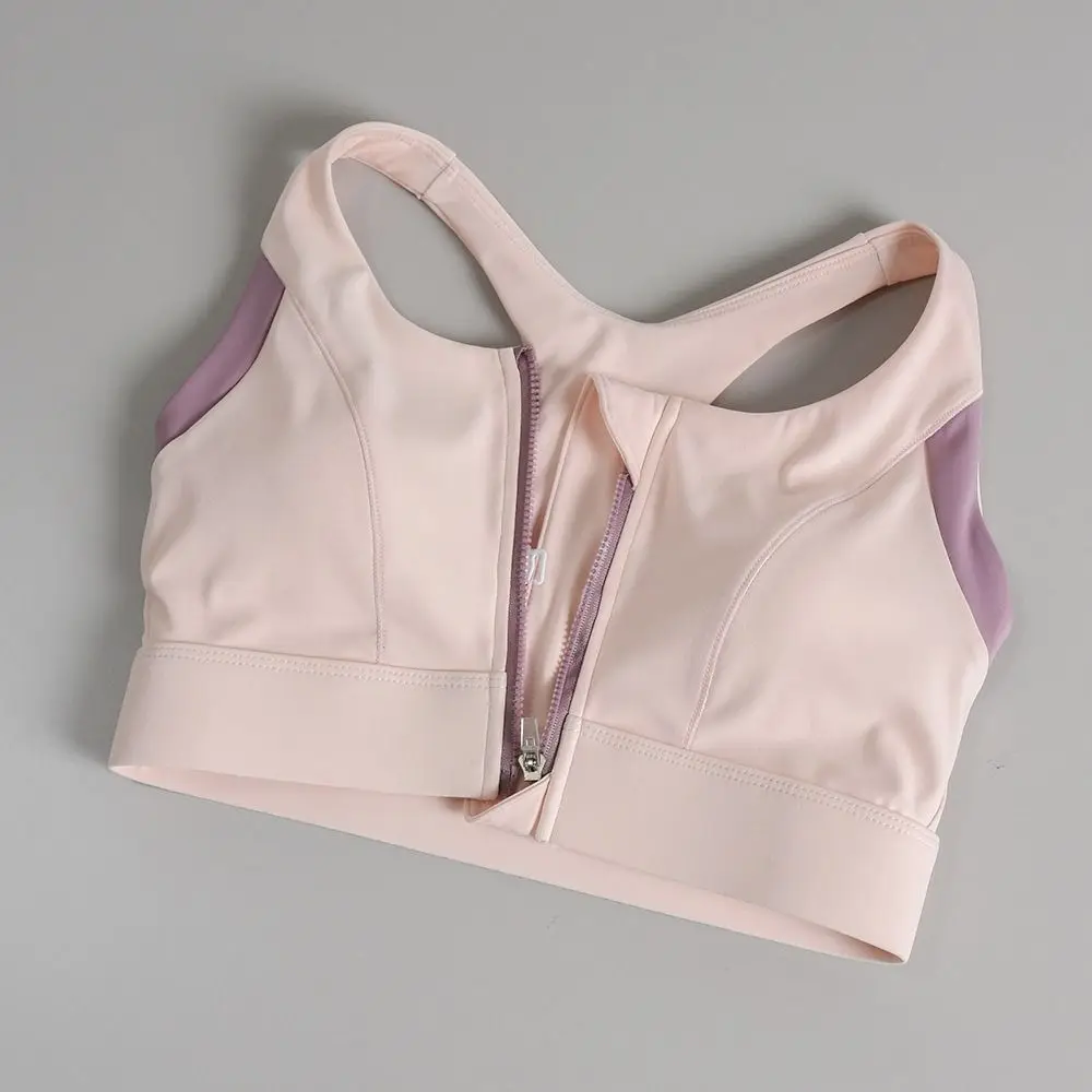 Sujetador deportivo patchwork antideslizante con cremallera frontal - imagen 5