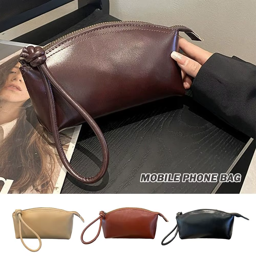 Bolso Clutch Cuero Curtido Vegetal Gran Capacidad – Ligero Diseño Simple - imagen 4