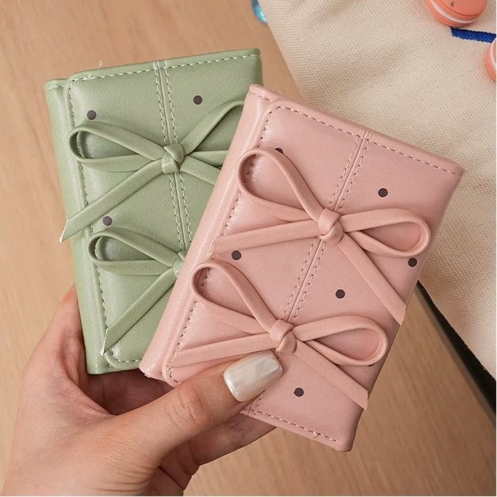 Cartera Monedero PU con Lazo – Tarjetero con Puntos para Dama - imagen 2