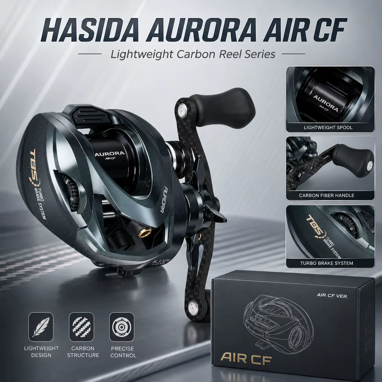 Carrete HISTAR Aurora airCF Carbon BFS – Freno magnético 3D - imagen 3