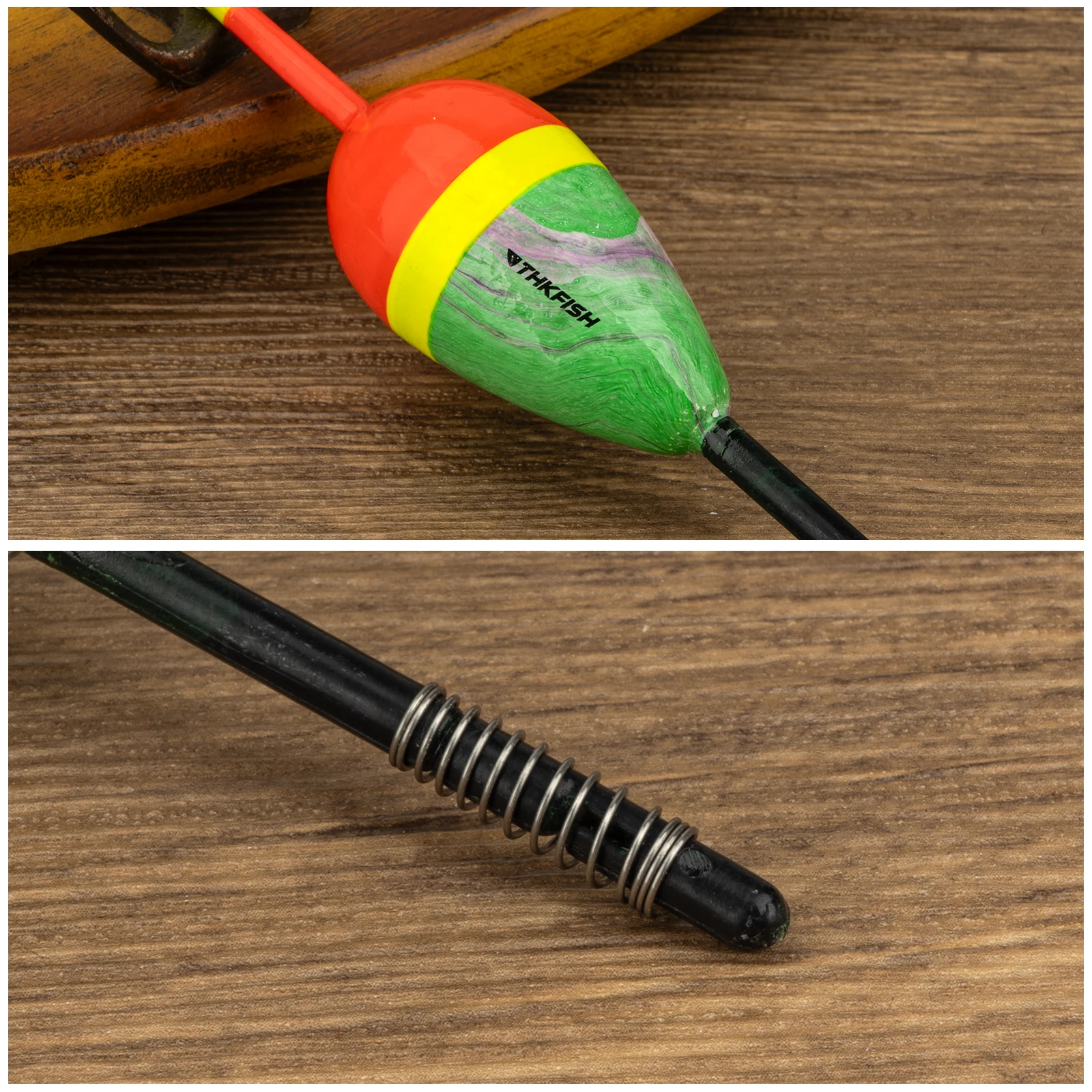 THKFISH Flotadores deslizantes de madera con resorte para lubina - imagen 4