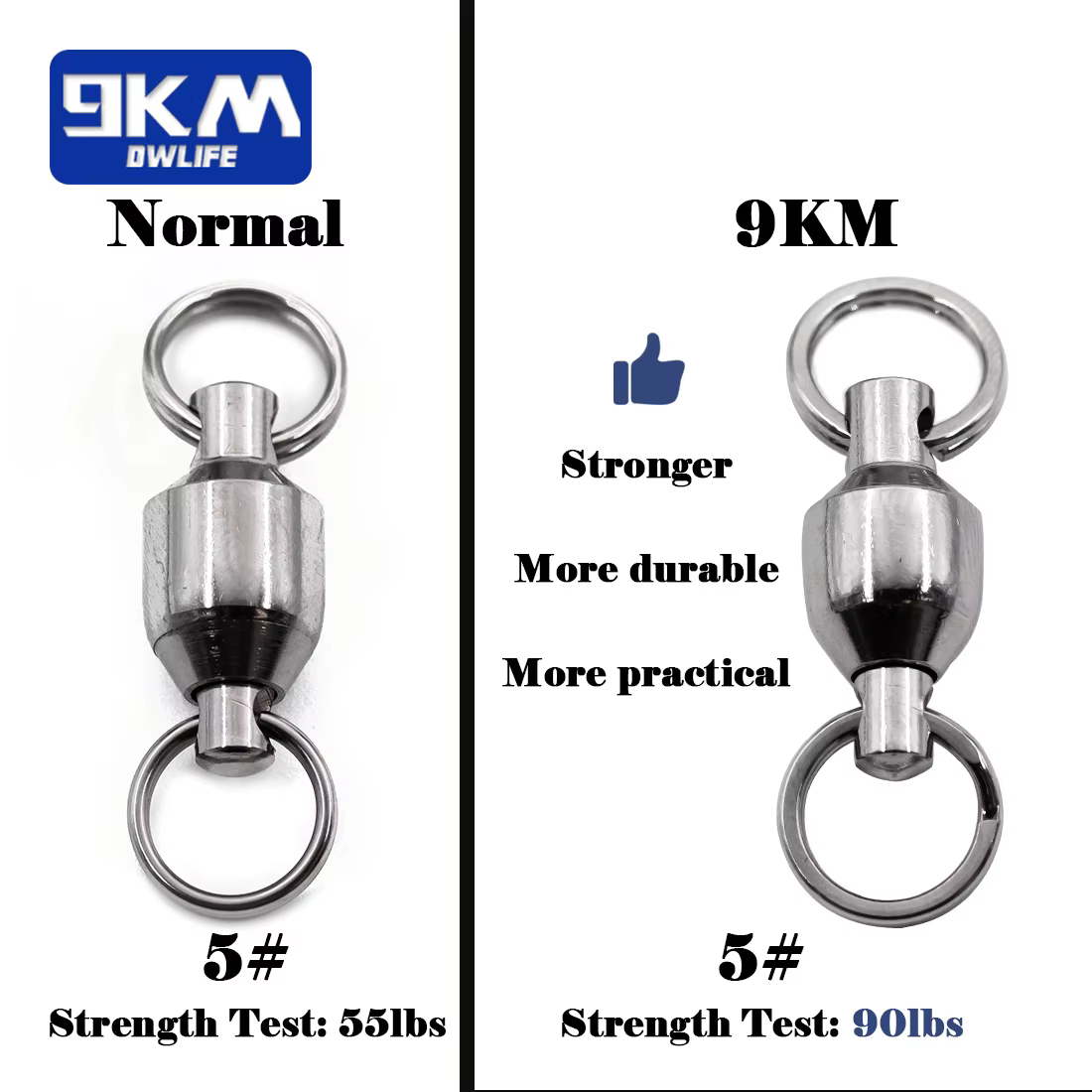 Giratorios 9KM con Rodamiento Inoxidable para Pesca en Agua Salada