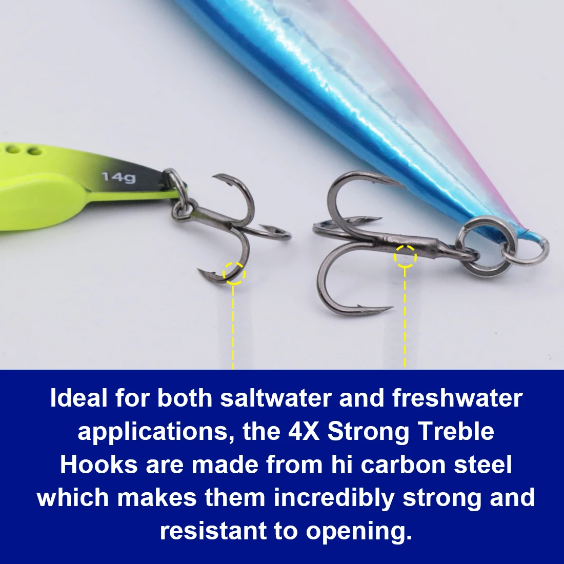 Anzuelos triples FishTrip 4X – Acero al carbono para agua salada - imagen 4