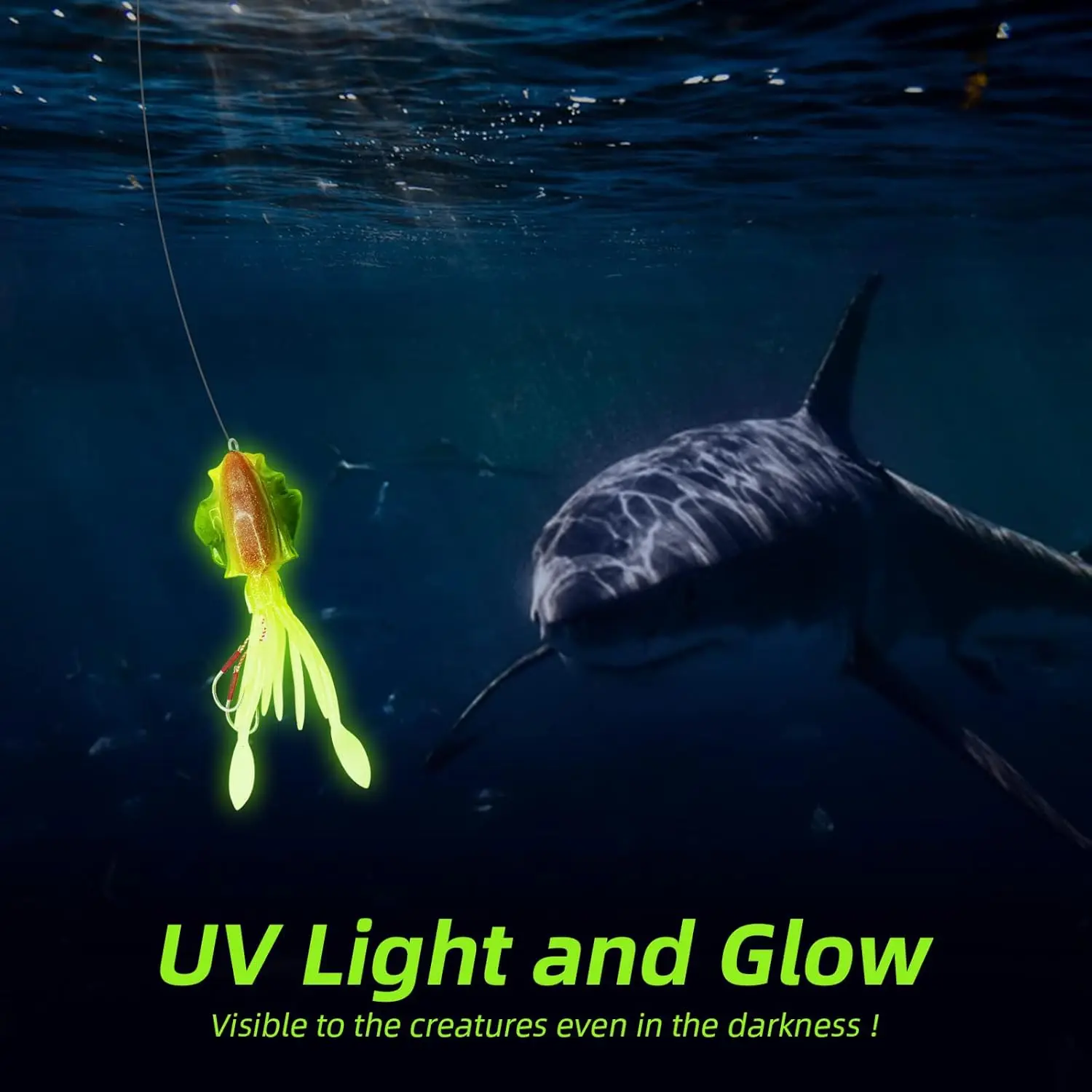 ZUKIBO Señuelo de calamar suave UV luminoso para agua salada - imagen 2