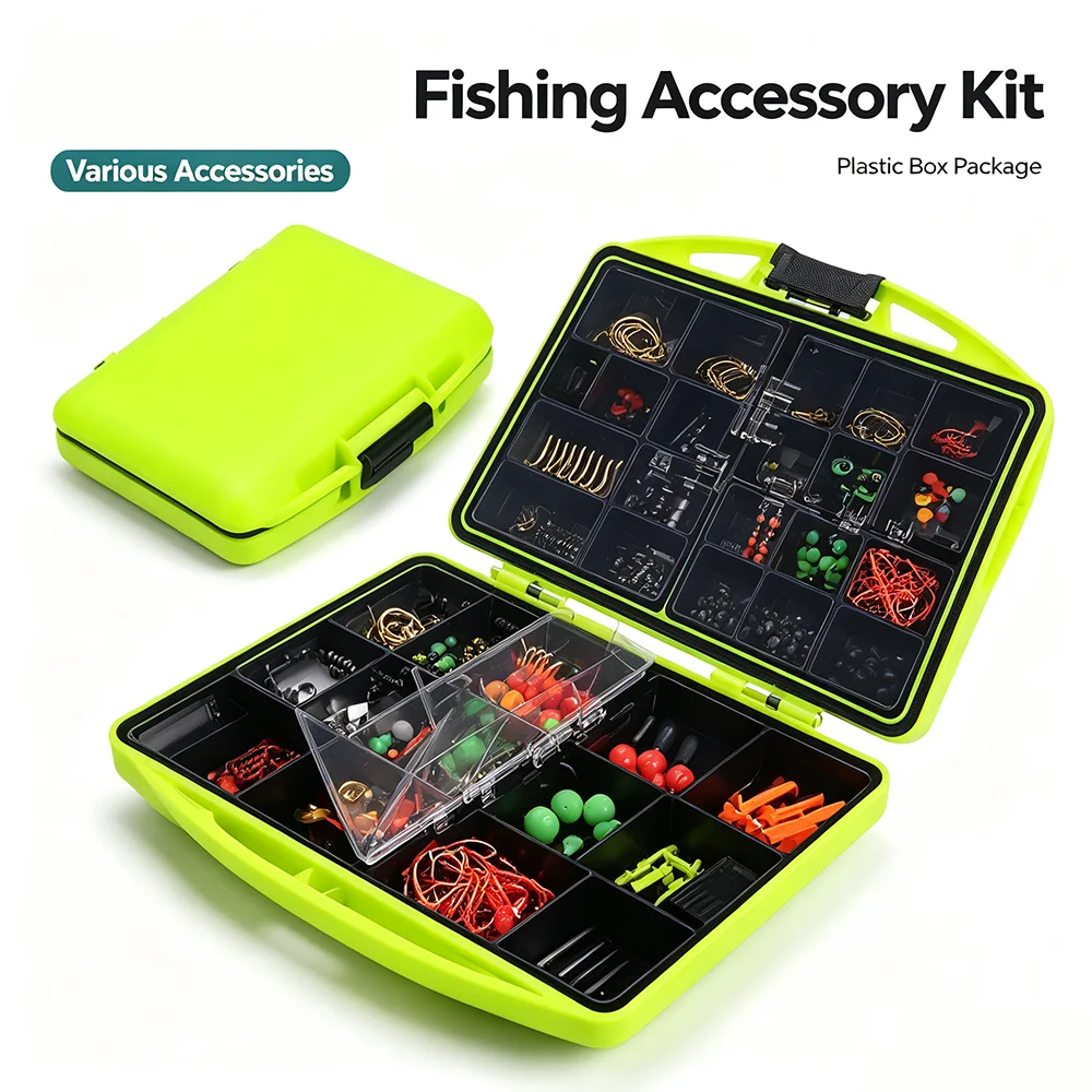 Caja con compartimentos para organizar accesorios de pesca