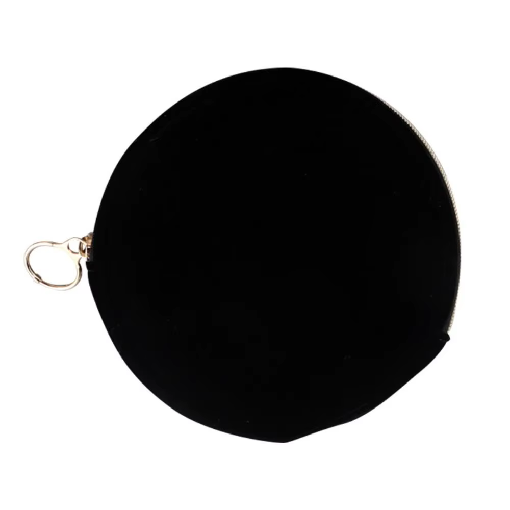 Bolsa de maquillaje de terciopelo portátil y elegante, negra