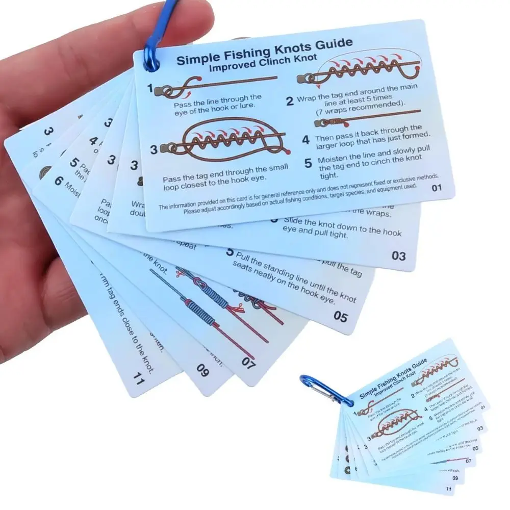 Tarjeta guía de nudos de pesca impermeable con clip para llavero - imagen 5
