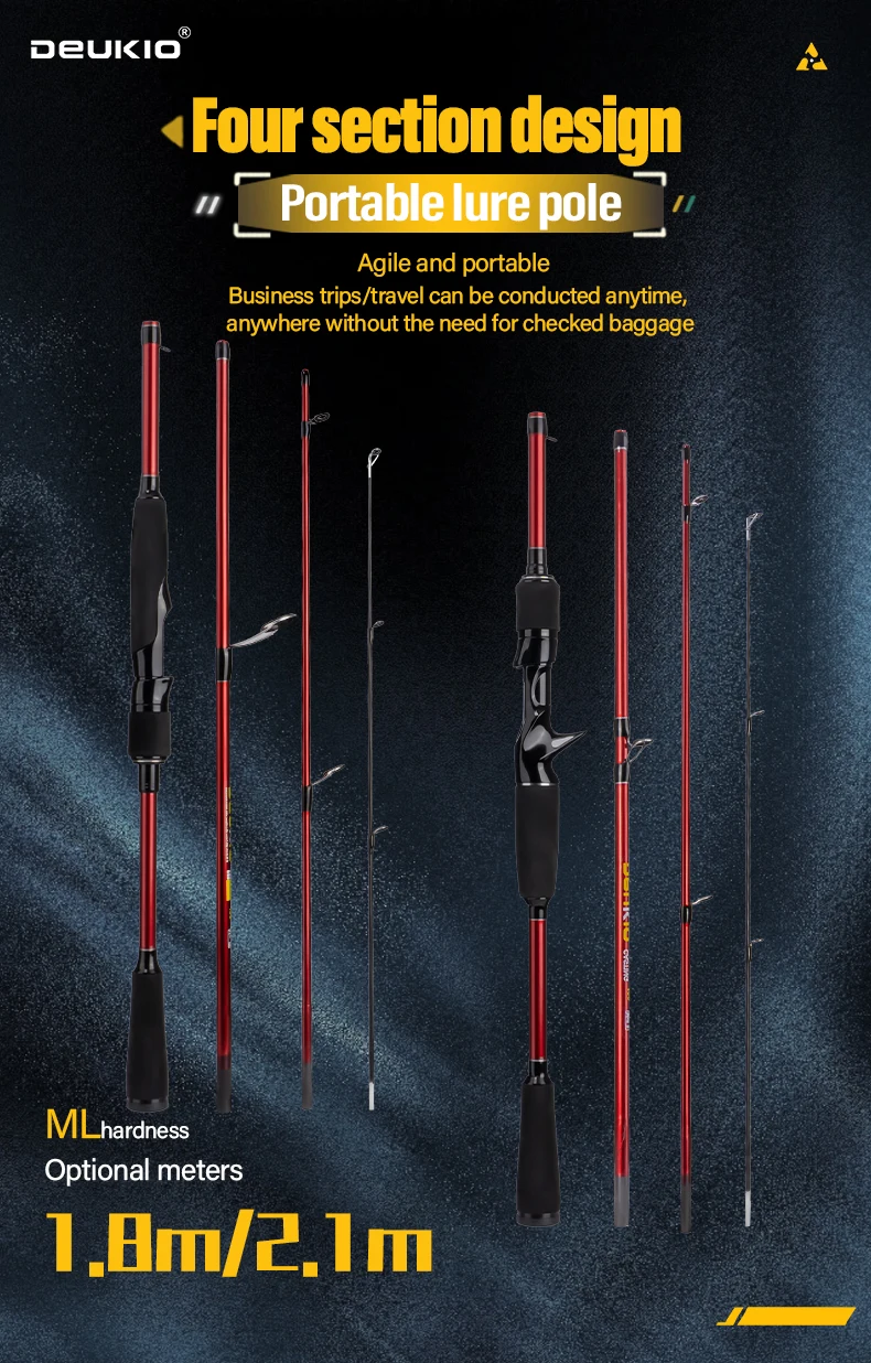 Caña de pescar DEUKIO ultraligera de fibra de carbono