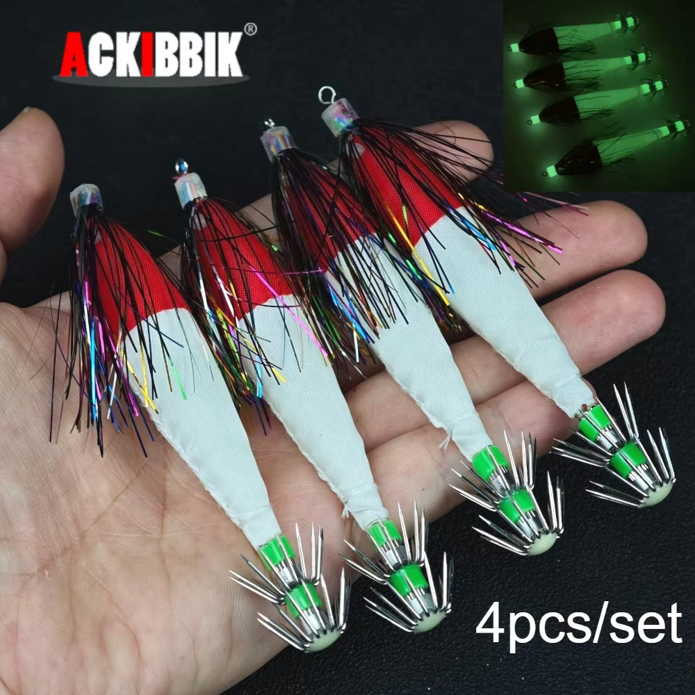 Jigs luminosos Ackibbik para pesca de calamar en salobre