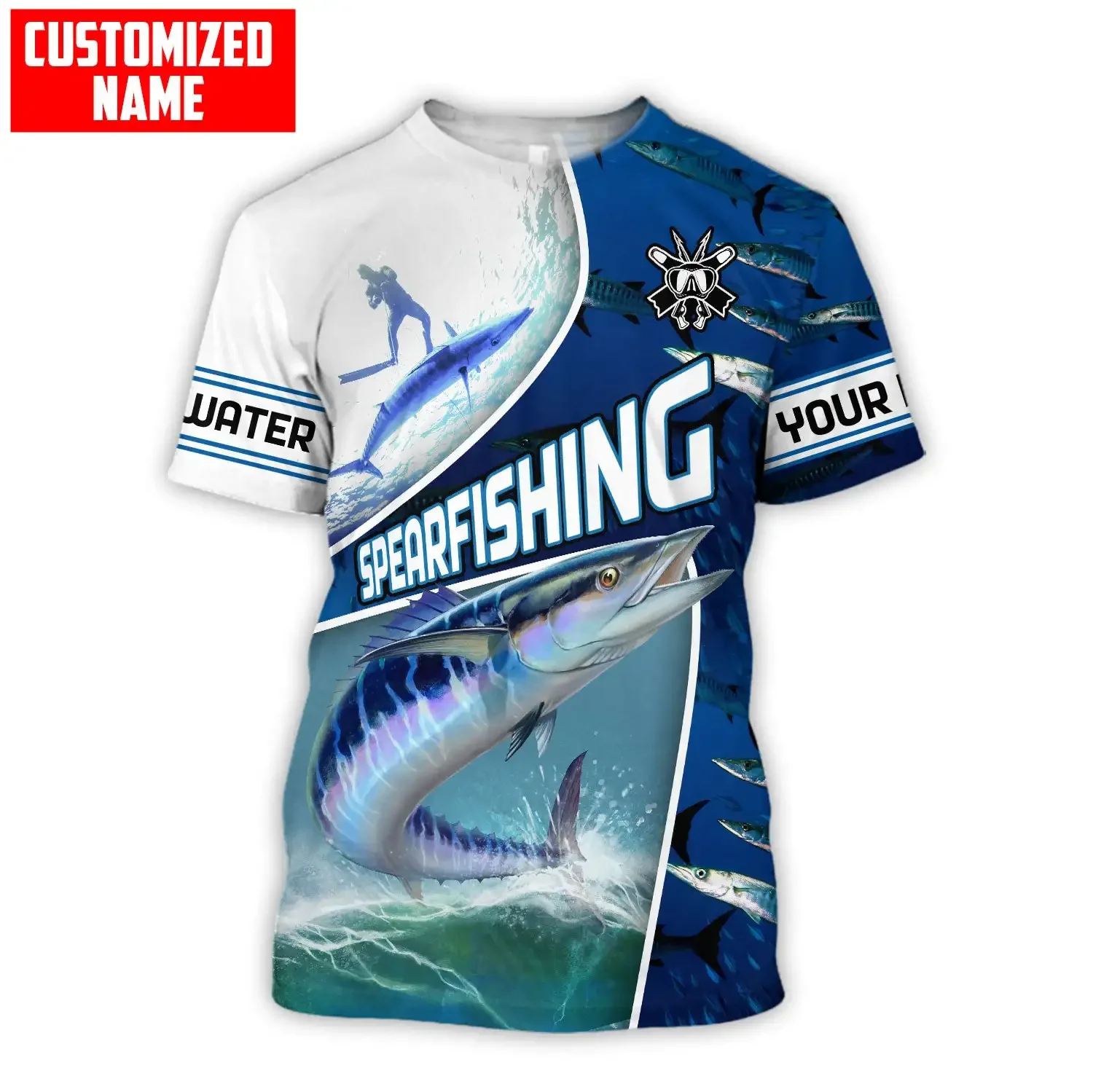 Camiseta 3D personalizada para pesca submarina Wahoo – Verano hombre