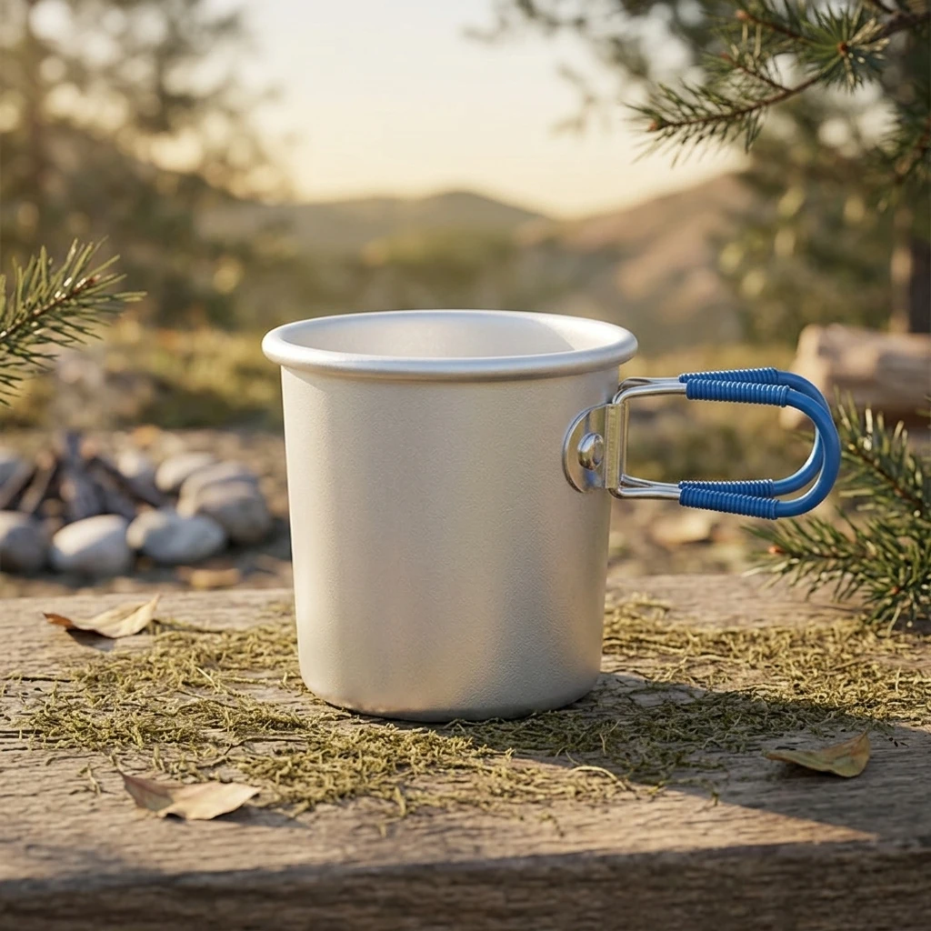 Taza plegable de aluminio con doble pared aislante – verde - imagen 5