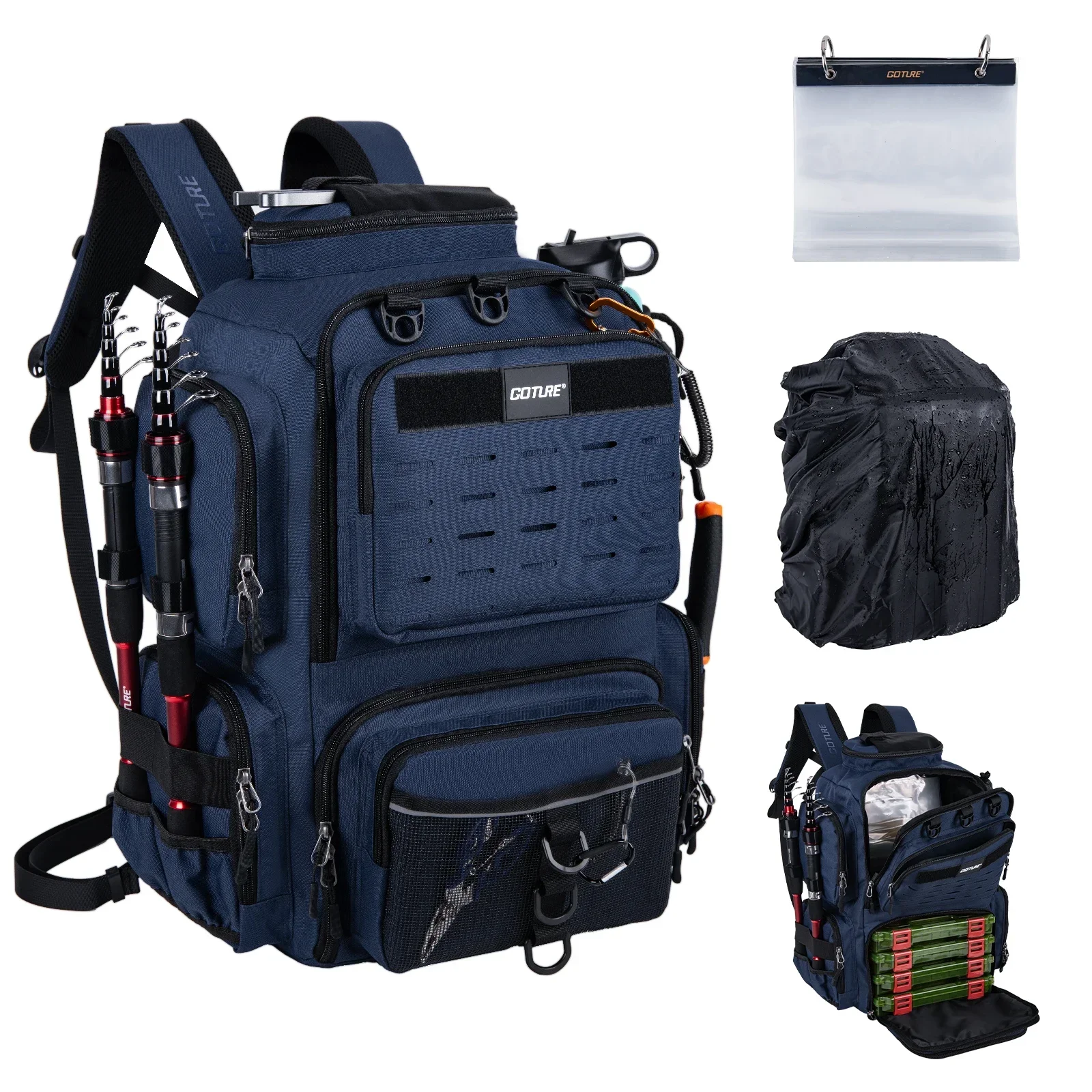 Interior con organización para señuelos y accesos prácticos
