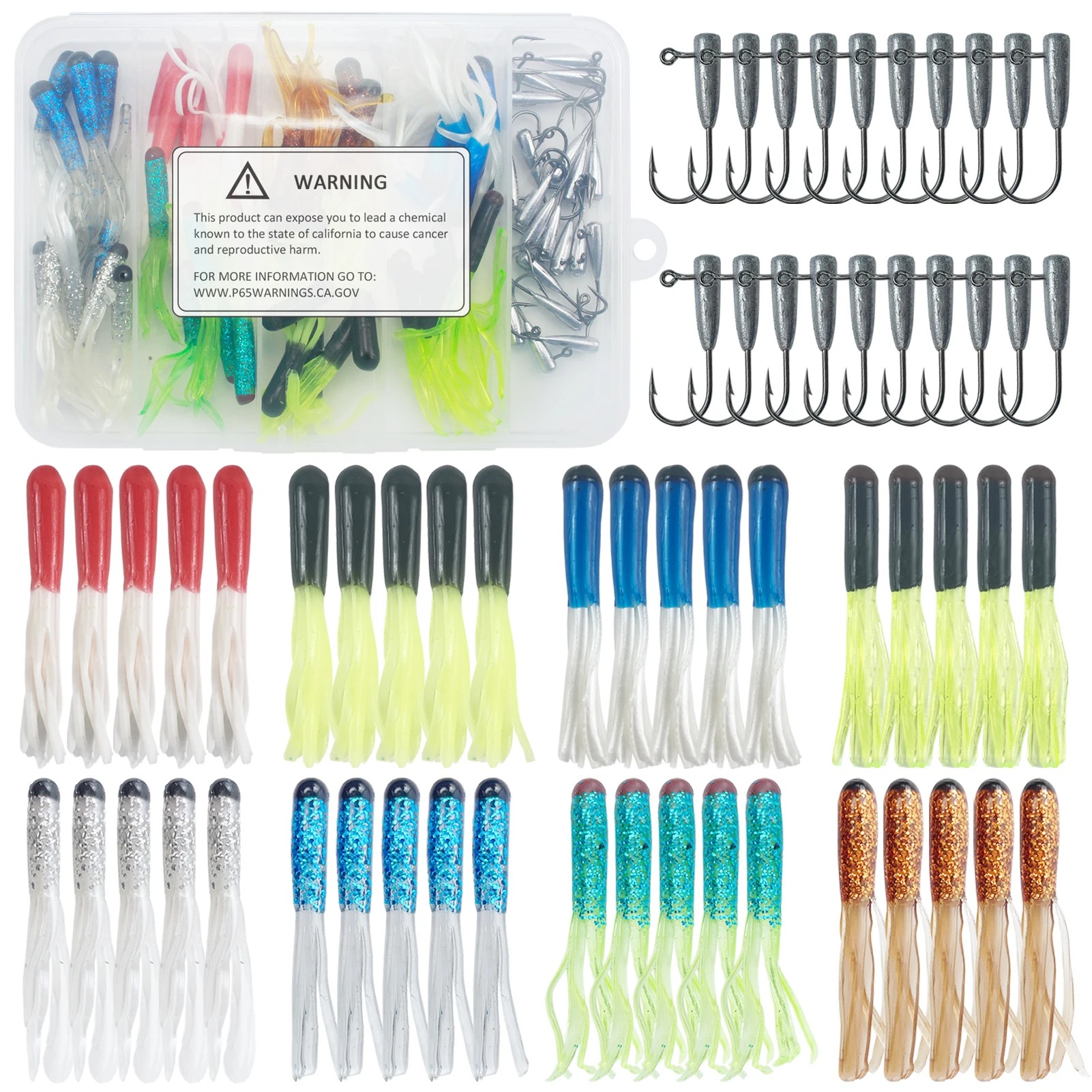 Kit de señuelos pulpo FREE FISHER con jig head para lubina - imagen 2