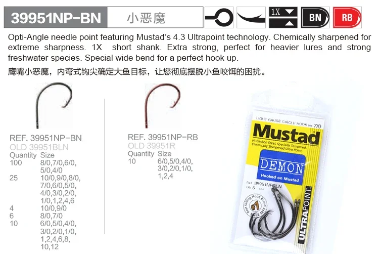 Gama completa de tamaños Mustad 39951