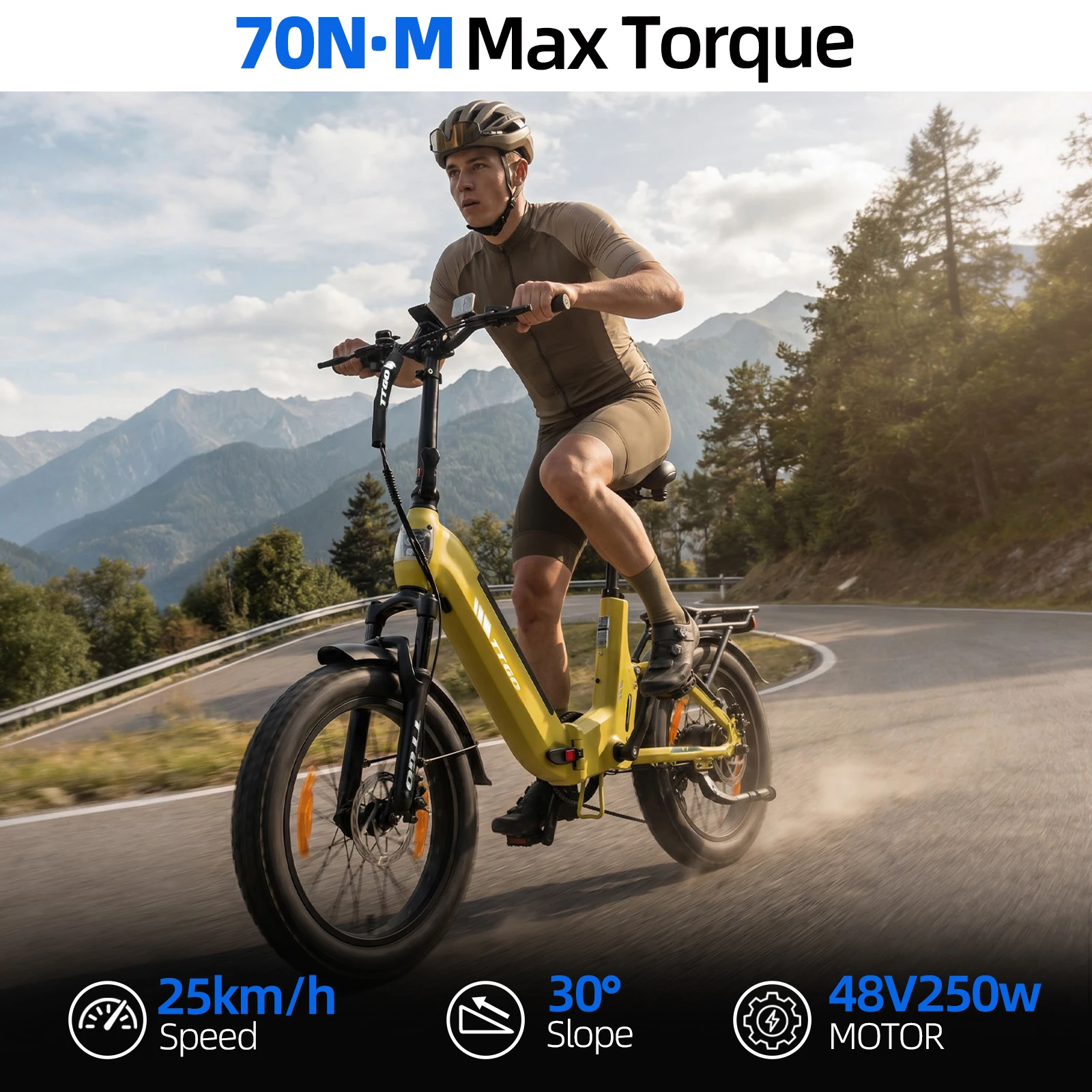 TTGO Bicicleta eléctrica plegable con neumáticos gruesos y sensor par - imagen 3