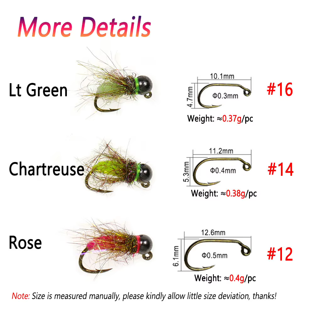 Bimoo Ninfa mosca Beadhead Jig con tungsteno para trucha de agua dulce - imagen 4
