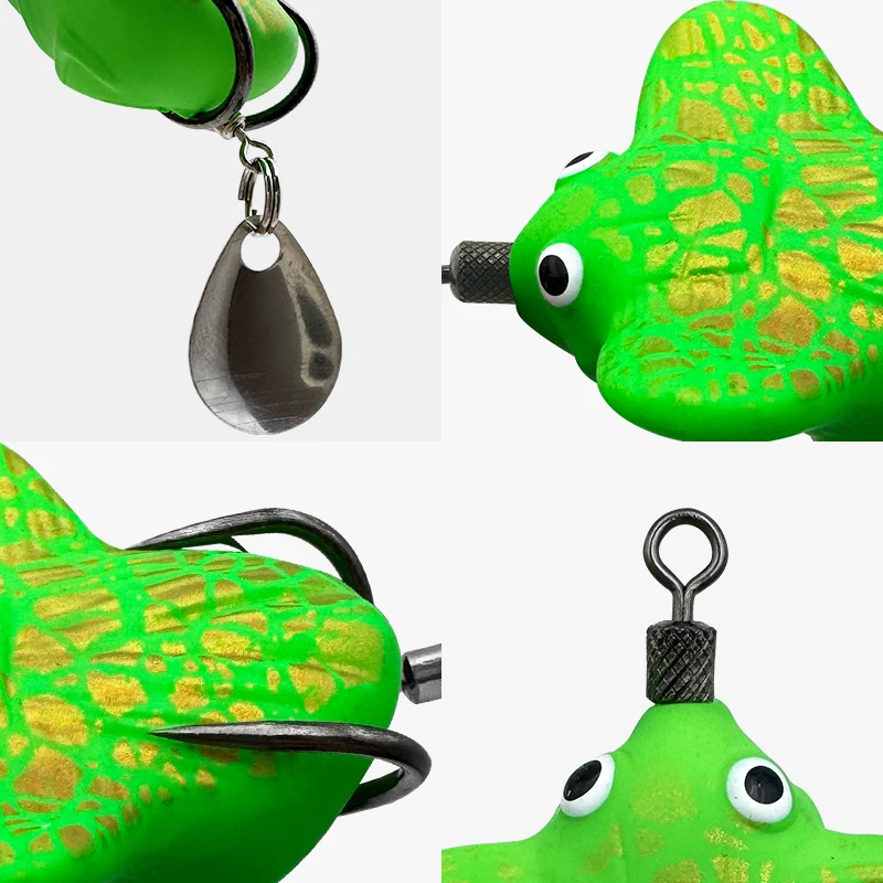 ShareShark Señuelo rana con mariposa purpurina doble anzuelo biónico - imagen 2