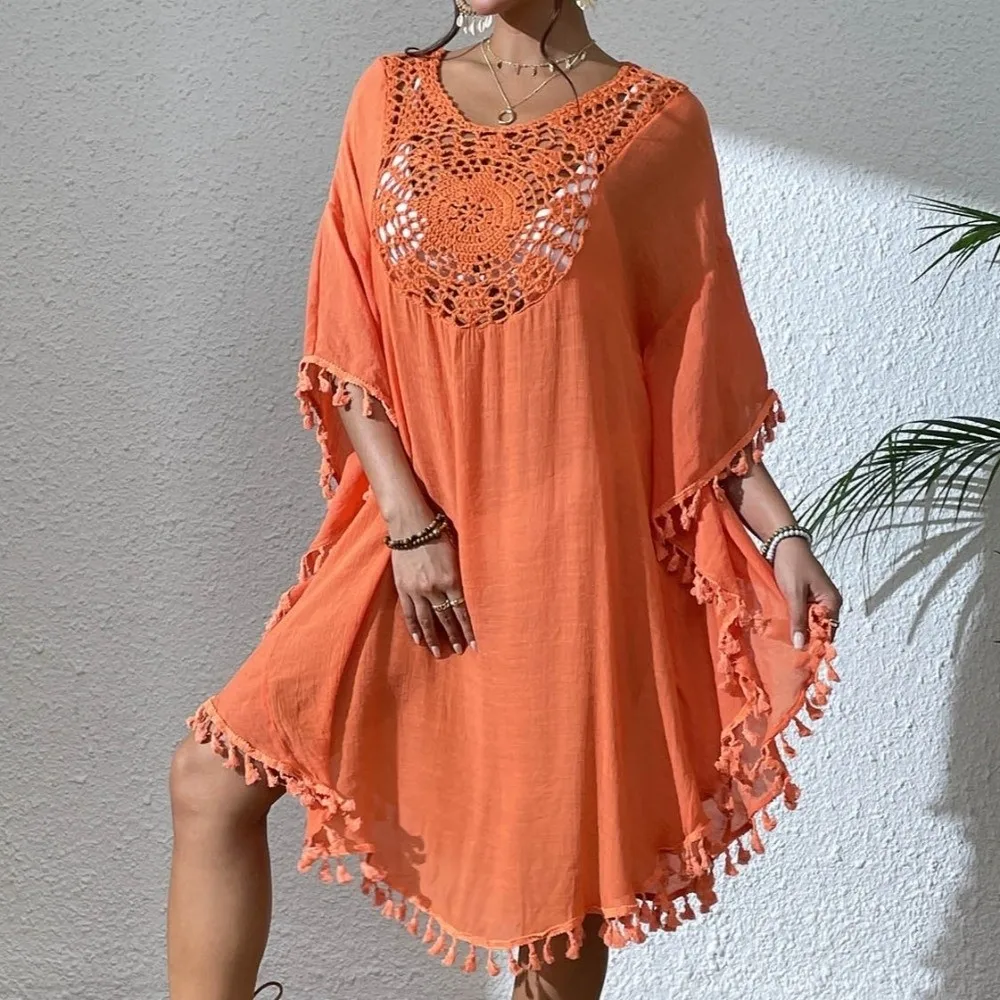Camiseta de playa holgada con cuello cuadrado para mujer - imagen 2