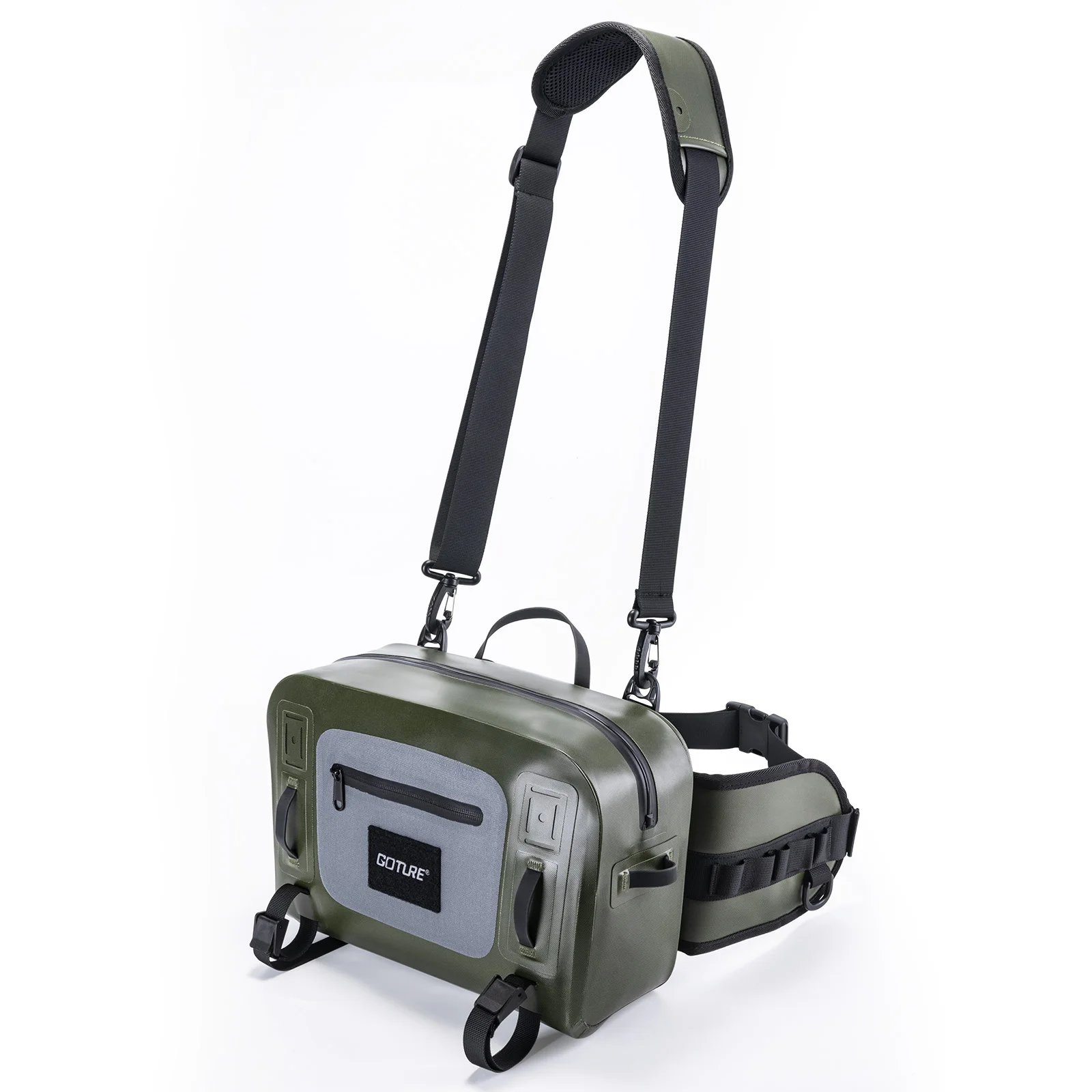 Bolsa impermeable de pesca en uso para equipo