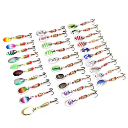 Kit de pesca con señuelos giratorios y cucharillas lentejuelas
