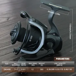 Carrete Spinning Bakawa 5.5:1 – Alta Velocidad para Pesca de Carpas