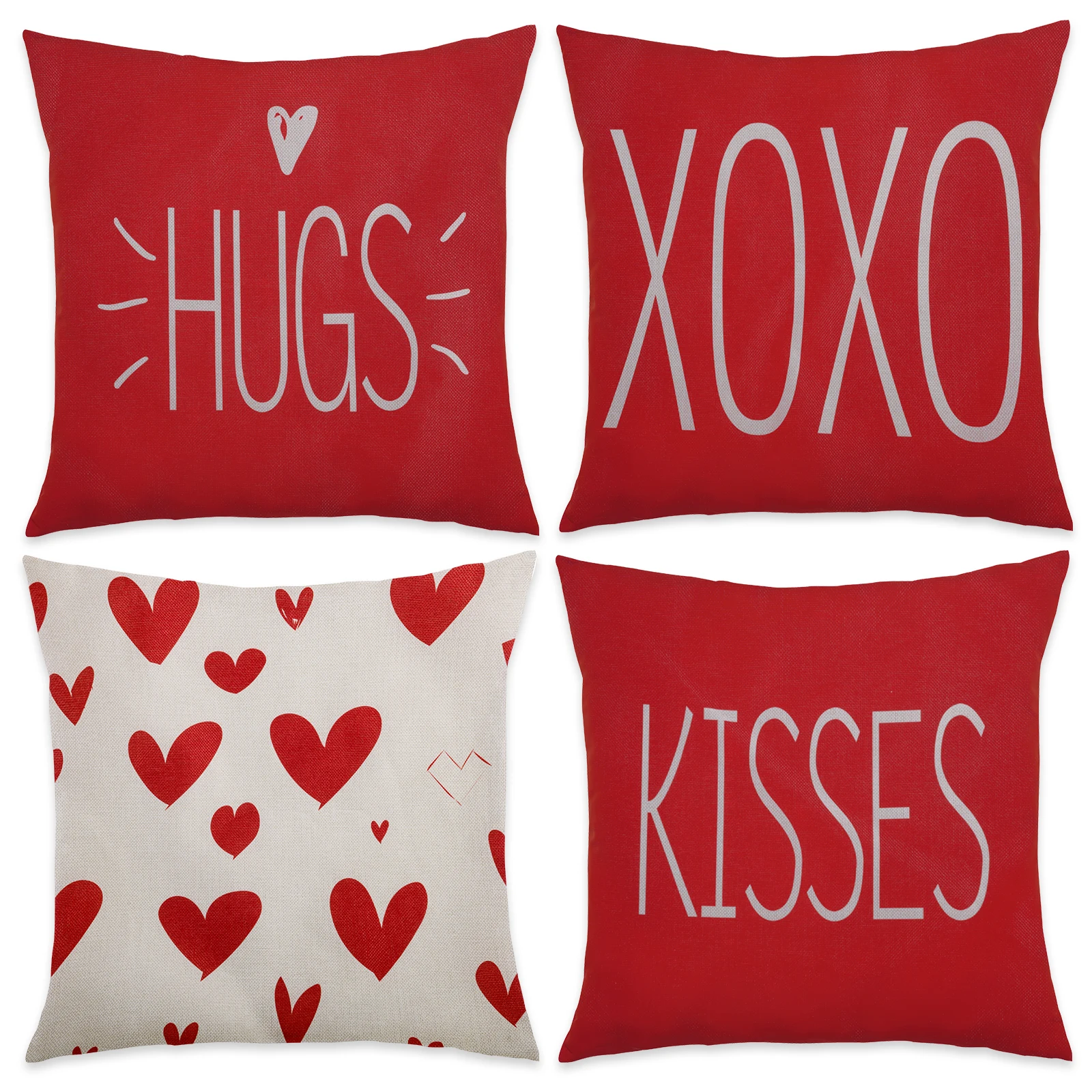 Fundas de almohada de lino rojo para sofá y dormitorio