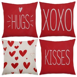 Fundas de almohada de lino rojo para sofá y dormitorio