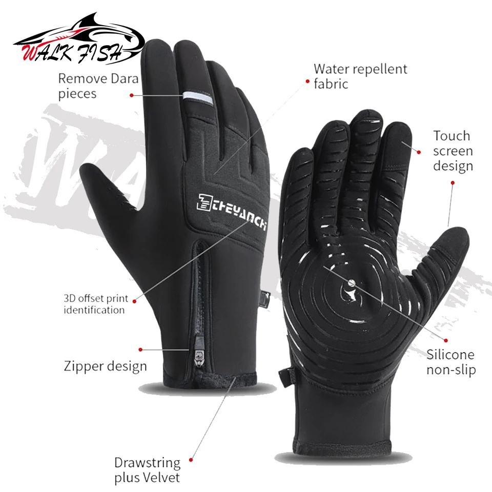 WALK FISH Guantes de pesca invierno táctiles antideslizantes cálidos - imagen 5
