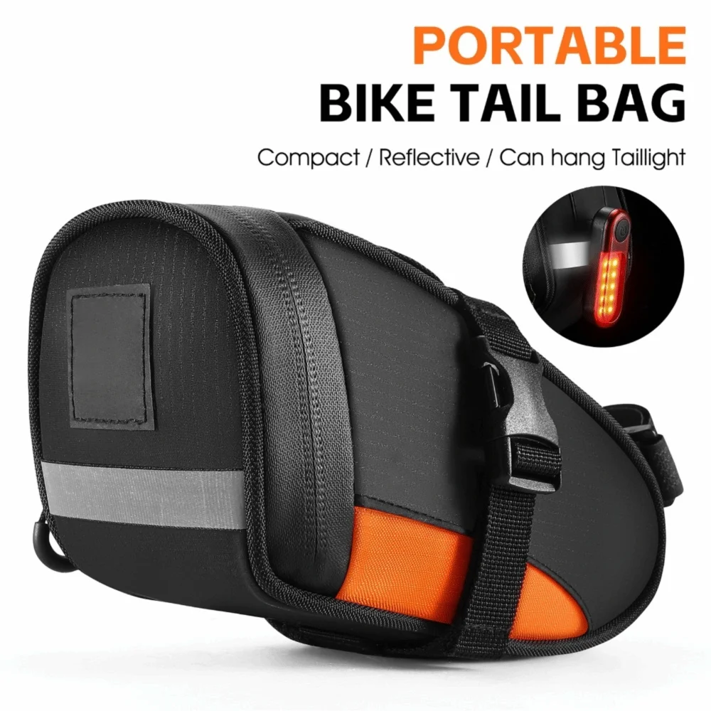 Bolsa trasera impermeable ultraligera con reflectores para bicicleta