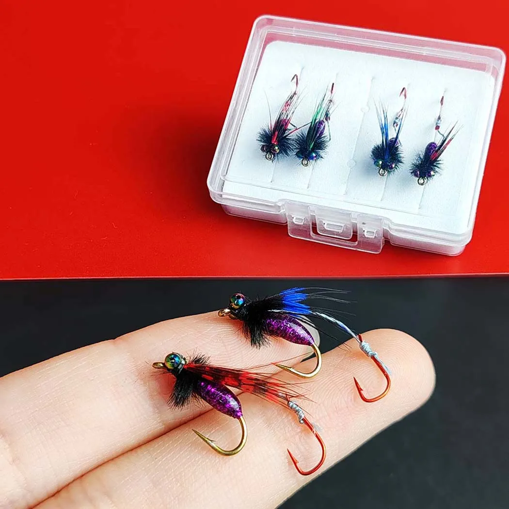 Moscas secas antimosquitos de doble gancho para trucha y lubina - imagen 2