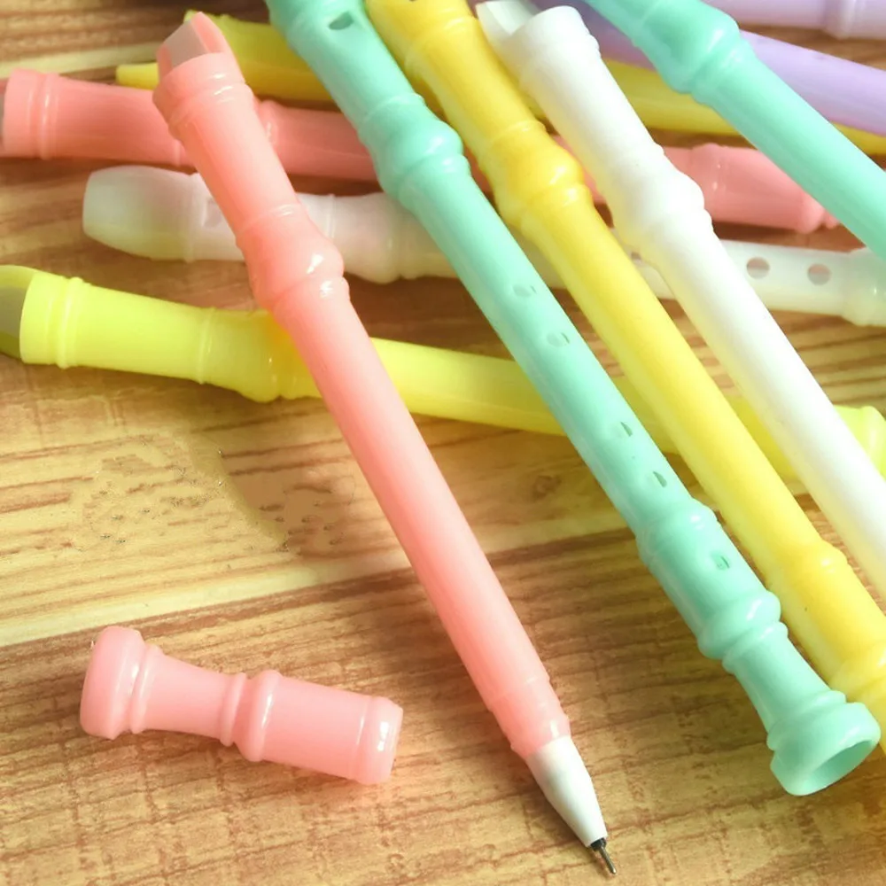 Bolígrafo de gel con forma de clarinete color caramelo - vista frontal