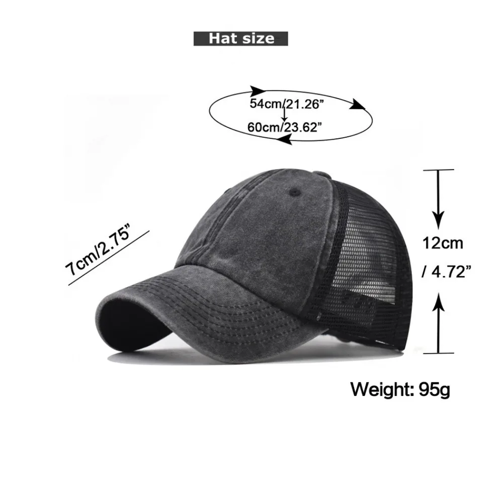 Gorra de béisbol lavada con protección UV y visera ajustable - imagen 3