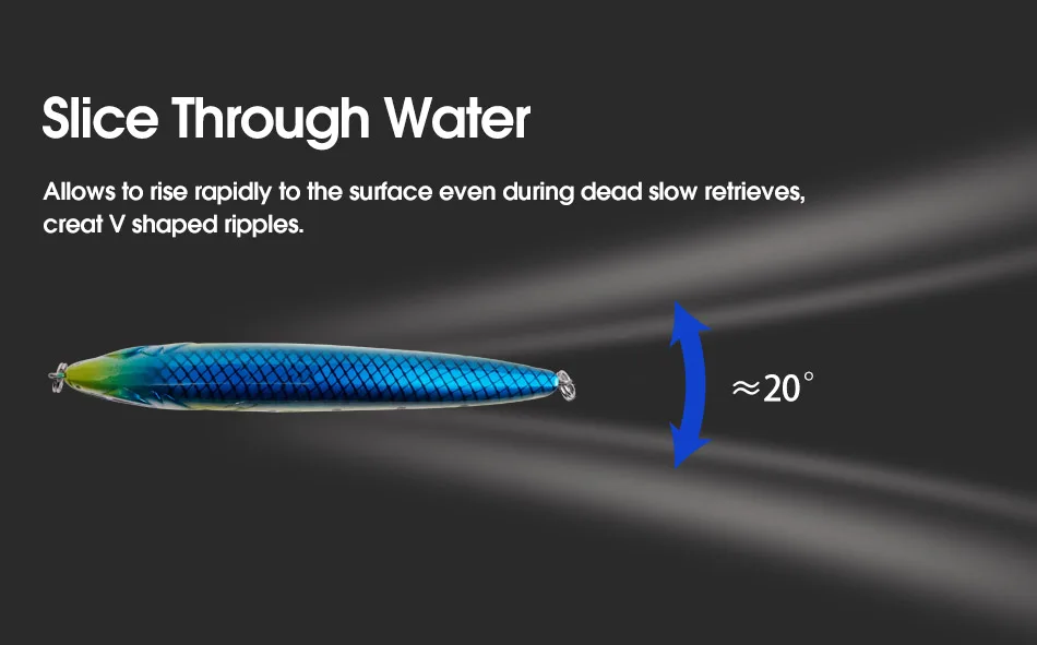 Señuelo cortando el agua con ondas en V