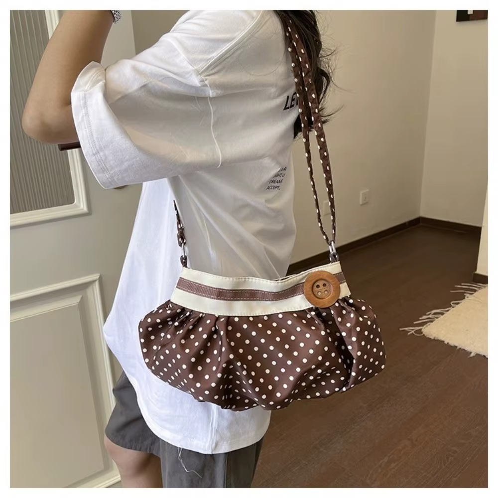Bolso Casual de Hombro con Puntos y Botones Madera – Correa Ajustable