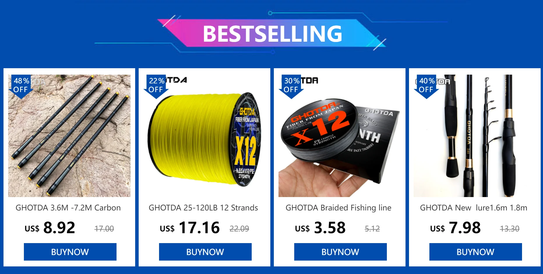 Carrete de pesca giratorio GHOTDA en detalle