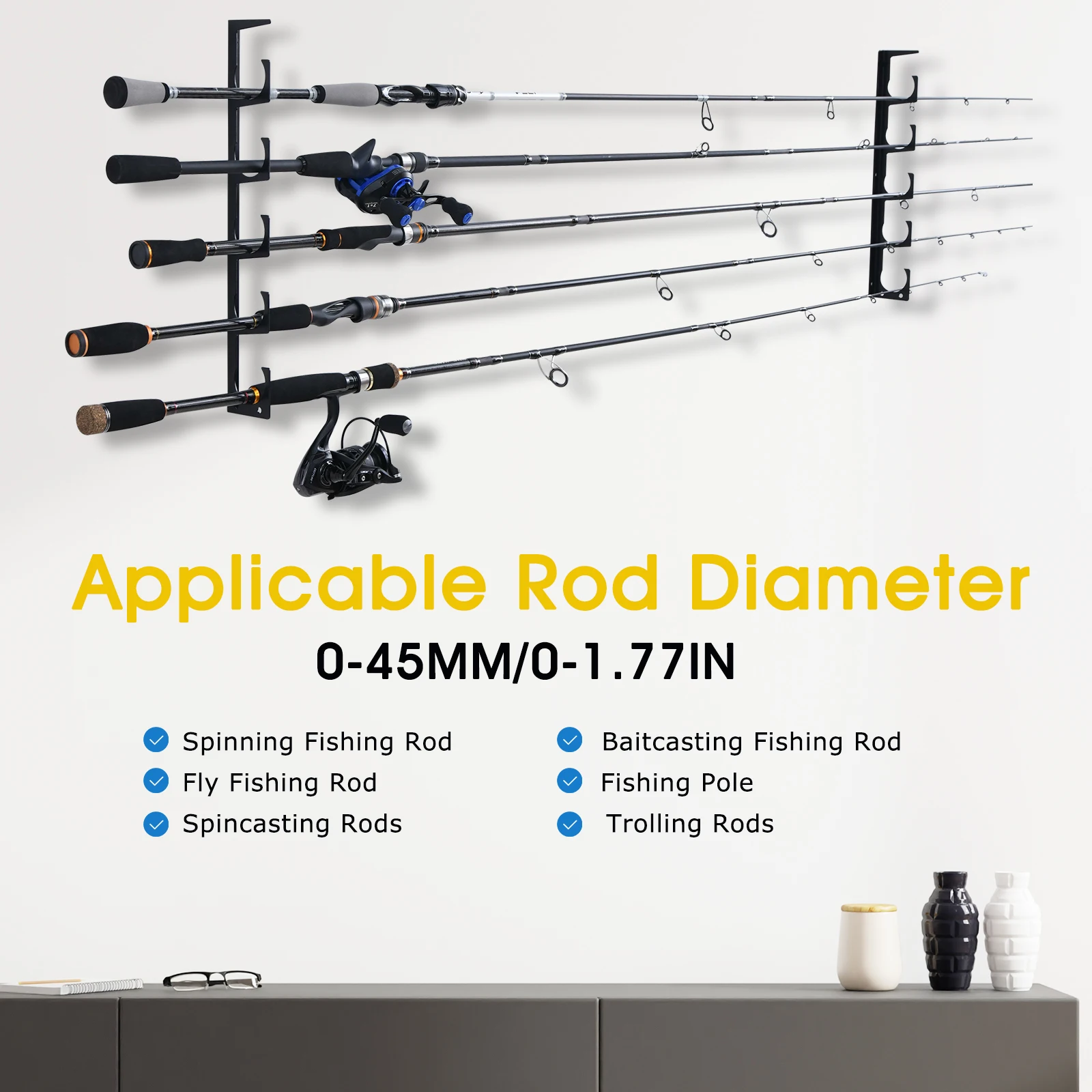 Goture Soporte Metal 5 cañas – Almacenamiento pesca - imagen 5