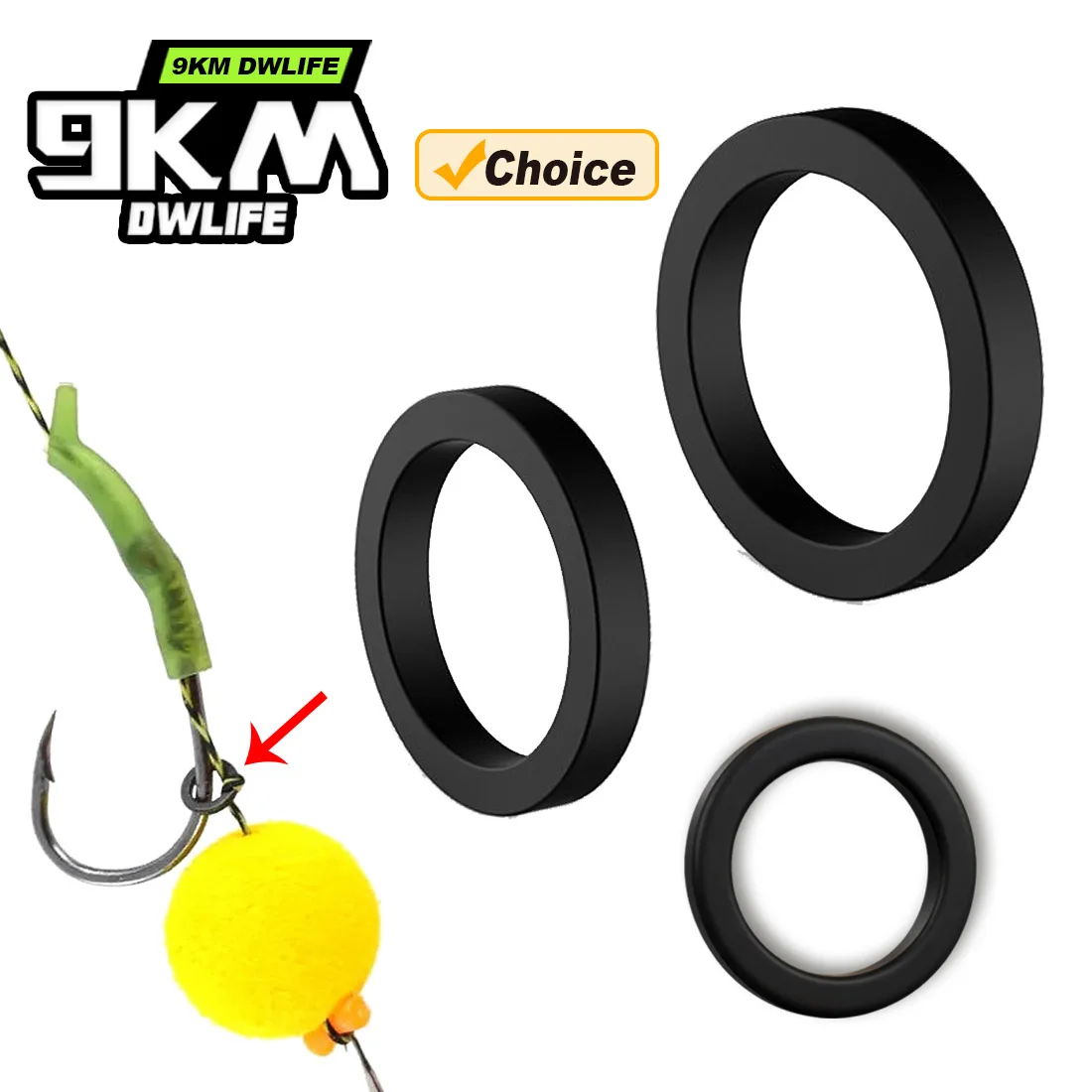 Pack de 100 anillas para cebo 9KM en negro mate