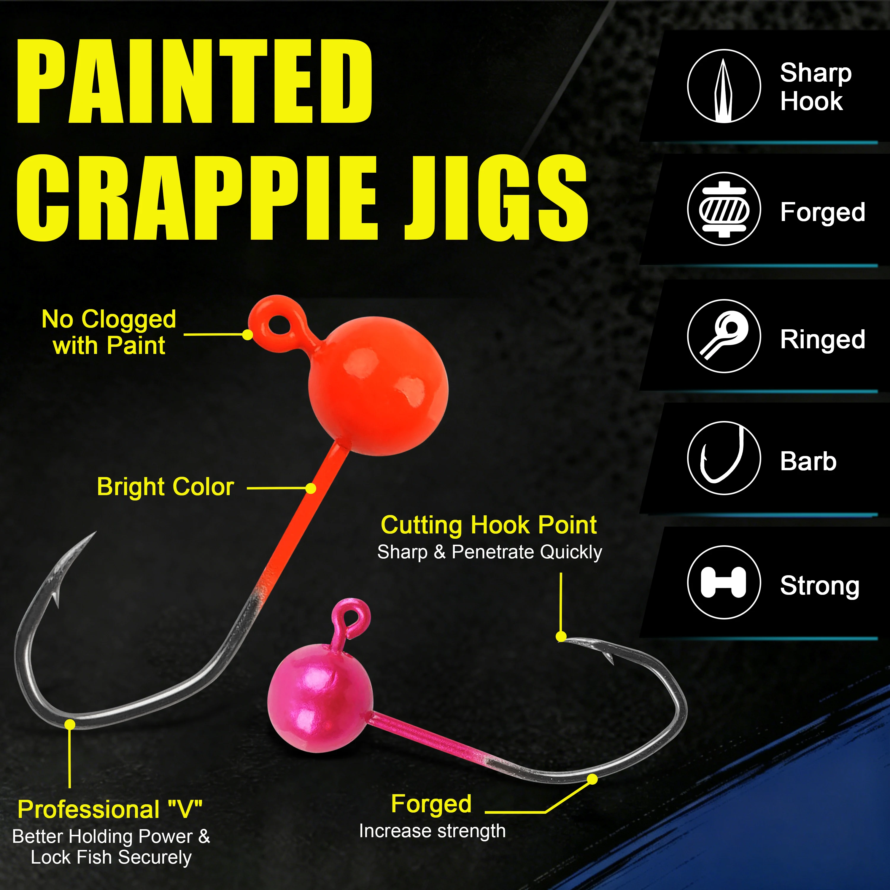 Señuelos para crappie: jig cabeza y vinilos cola bifurcada - imagen 5