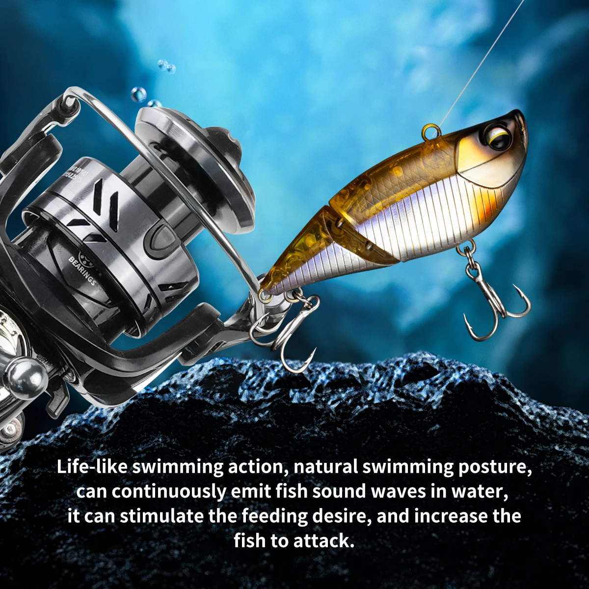 Señuelo articulado hundible swimbait para depredadores