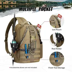 Mochila de pesca impermeable con soporte para cañas y hombro