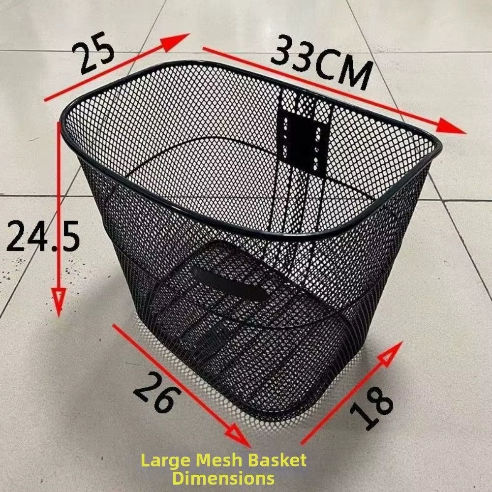 Cesta delantera para bicicleta color negro con detalles plateados
