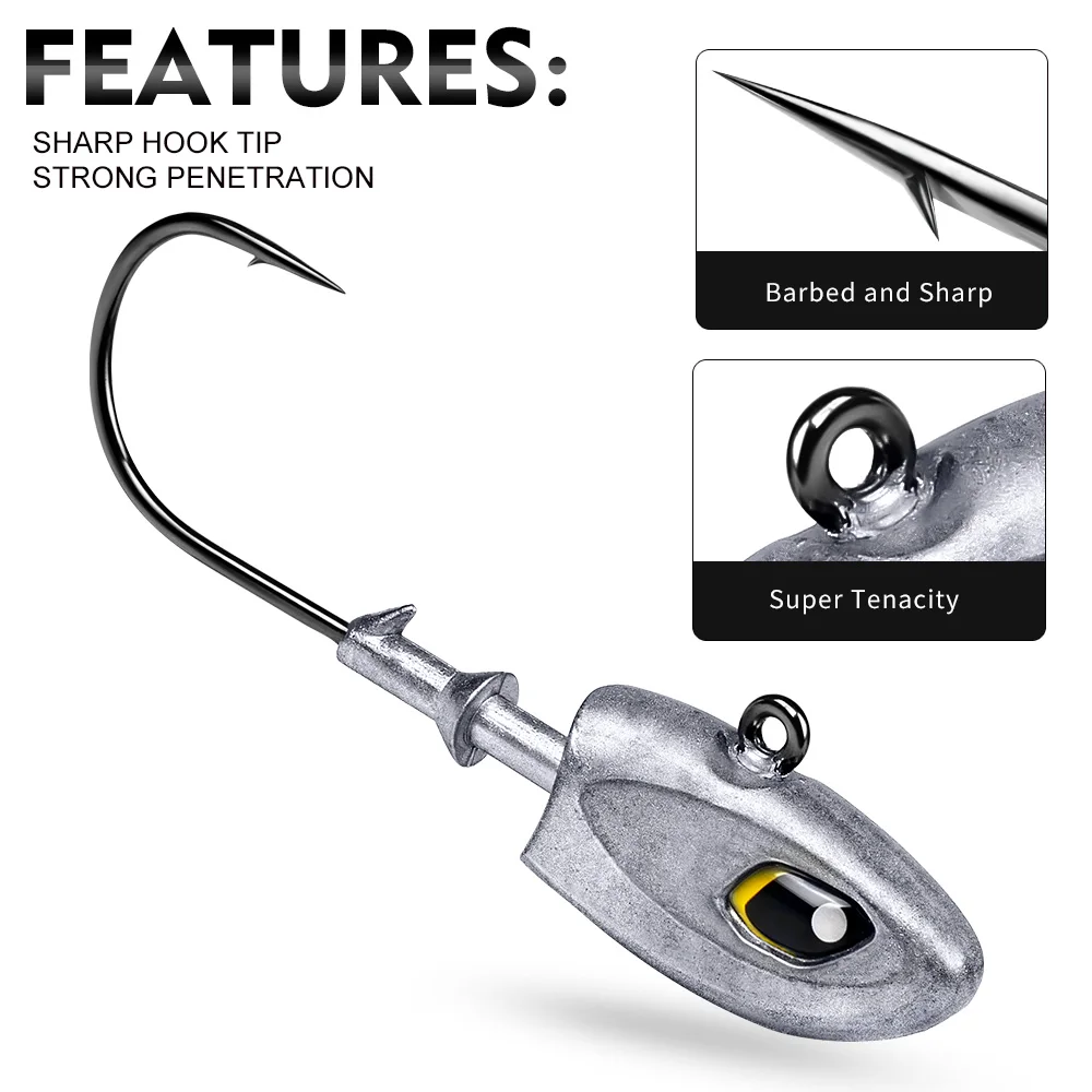 Anzuelos Jig Head con ojos 3D de acero carbono para vinilo lubina - imagen 2