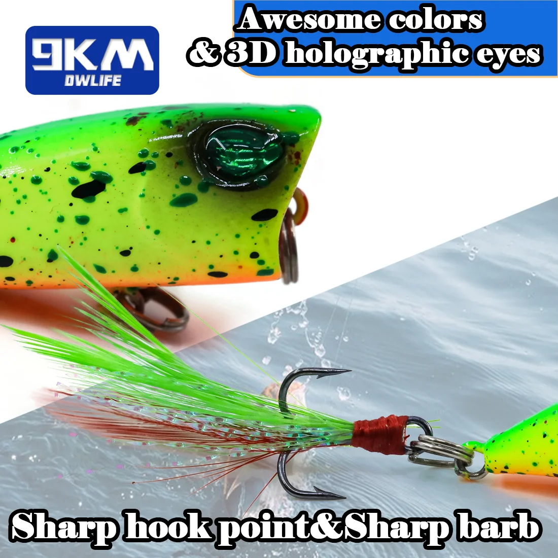 Set Señuelos Duros Minnow, Popper y Crankbait – Anzuelos Triple - imagen 2