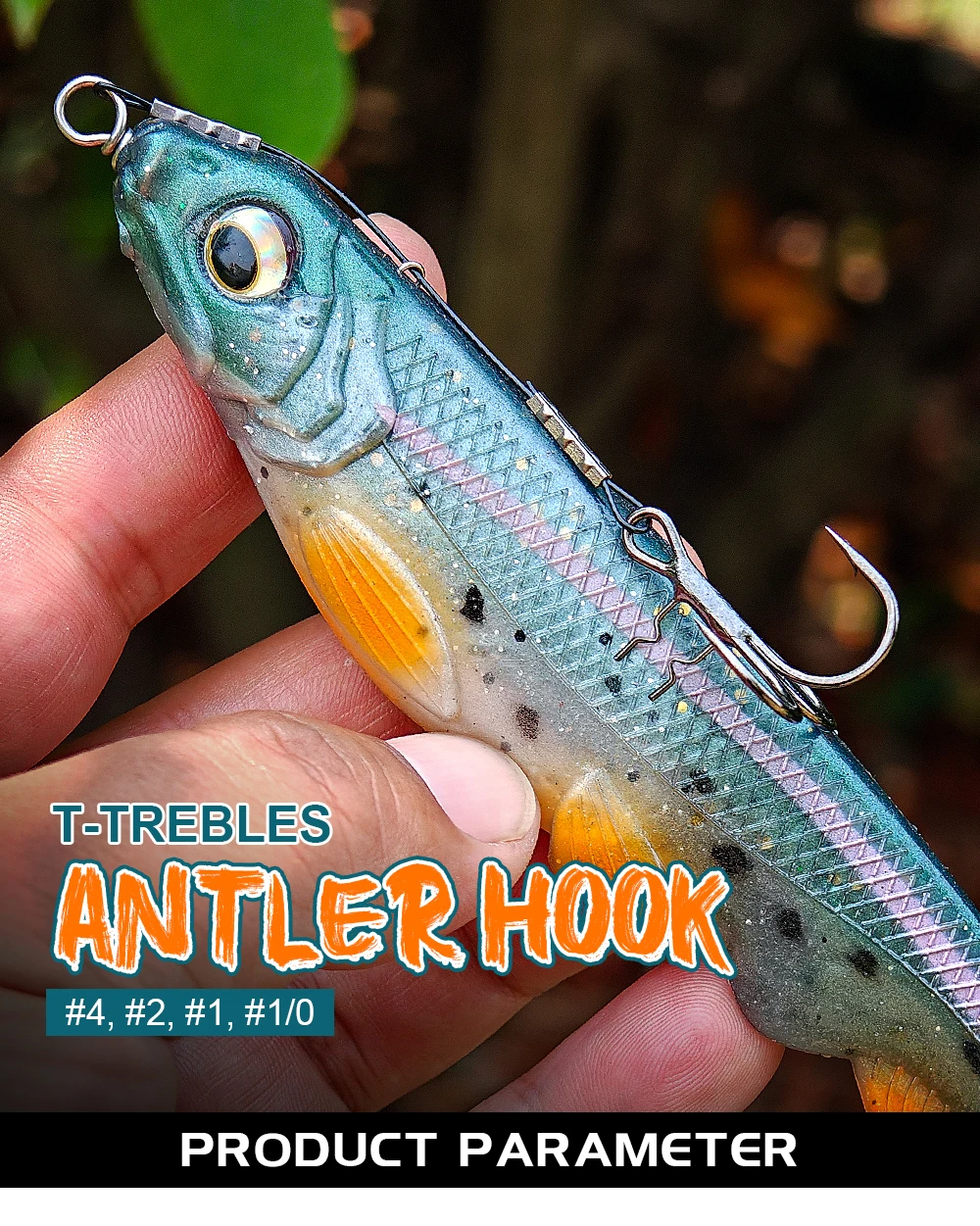 Anzuelo triple asistido Spinpoler para señuelos blandos